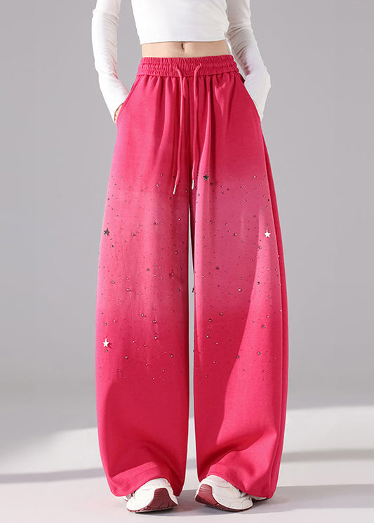 Boutique Rose Tie Waist Draping Wide Leg Pants Fall
