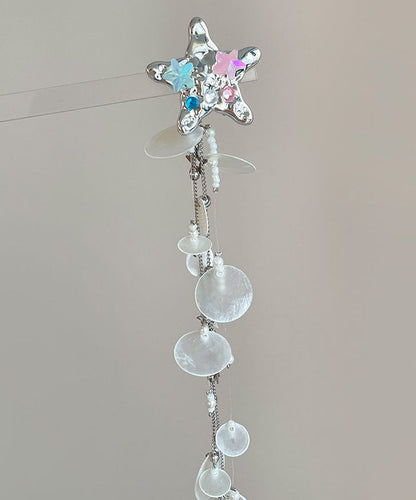 Horquilla con borlas de estrellas y conchas de acrílico de seda boutique