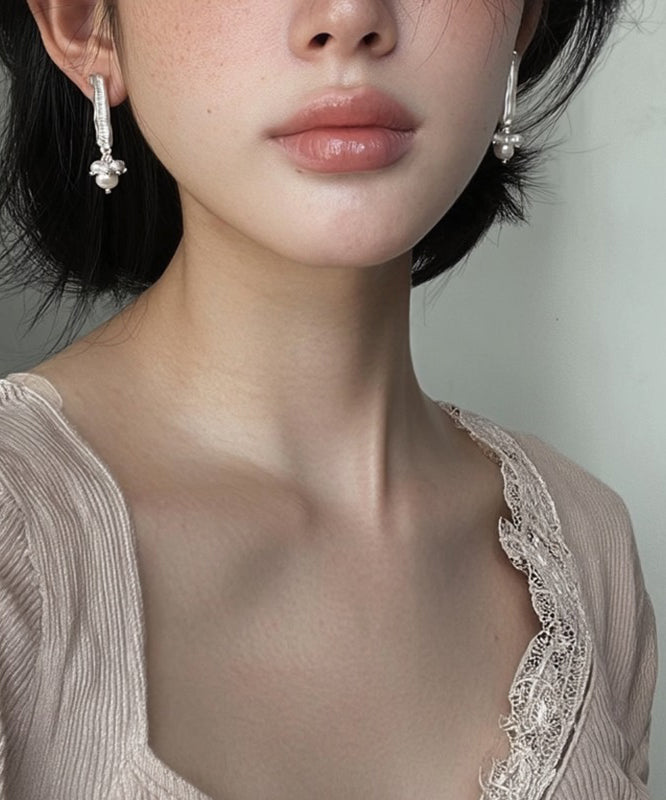 Boutique Silk Metal Pearl Tassel Stud Earrings