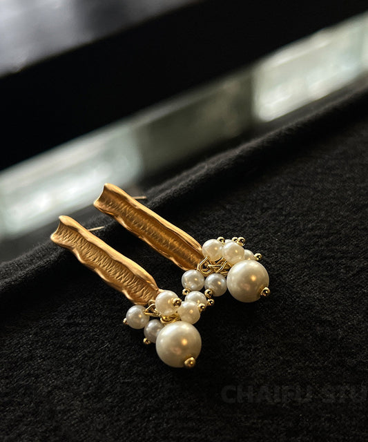 Boutique Silk Metal Pearl Tassel Stud Earrings