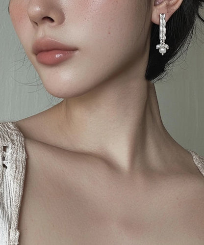 Boutique Silk Metal Pearl Tassel Stud Earrings