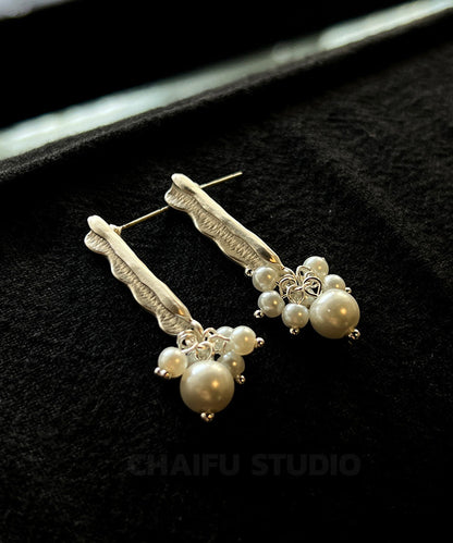 Boutique Silk Metal Pearl Tassel Stud Earrings