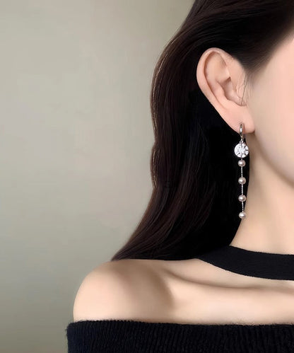 Boutique Silk Sterling Silver Overgild Zircon Pearl Drop Earrings