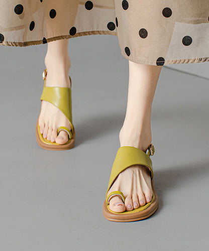 Boutique Splicing Sandalen Grün Echtleder Peep Toe