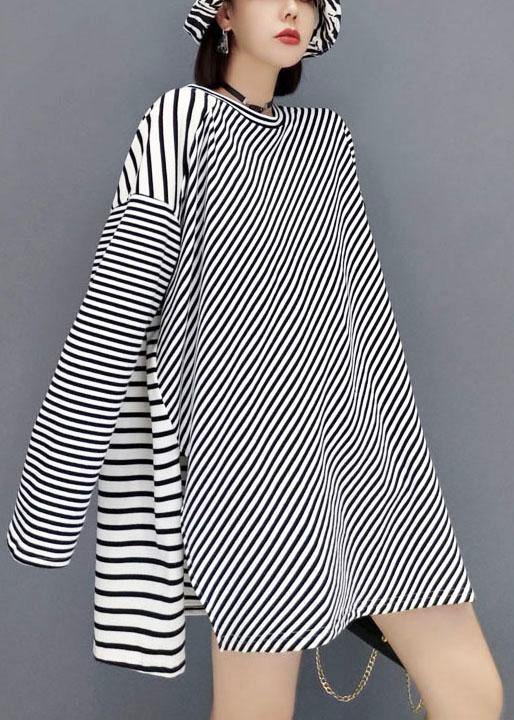 Boutique Striped O-Neck Patchwork Fall Long Sleeve Blouses - SooLinen