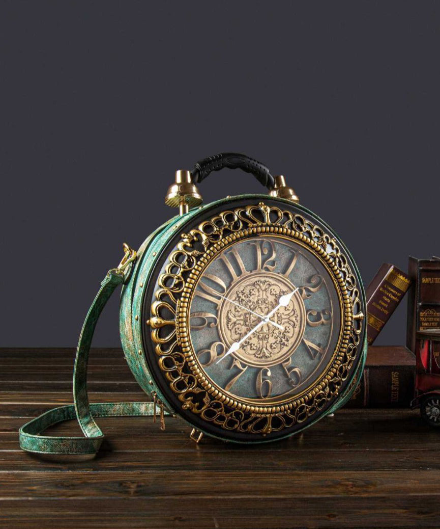 Boutique Stylish Green Faux Leather Round Bag