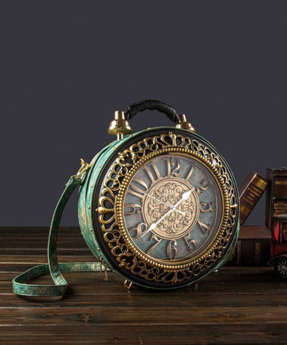 Boutique Stylish Green Faux Leather Round Bag