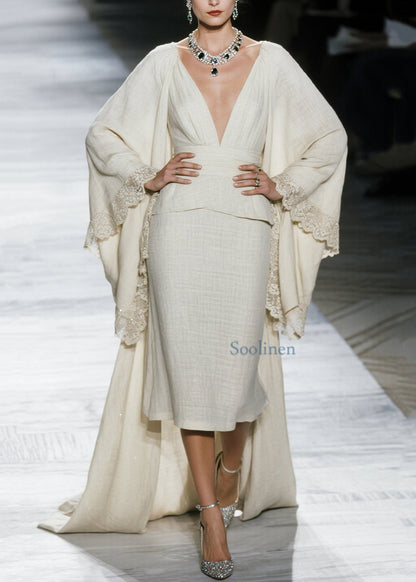 Boutique V Neck Lace Patchwork Cotton Two Piece Set Spring