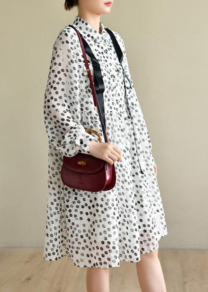 Boutique White Dot Chiffon Pockets Summer Dresses - SooLinen