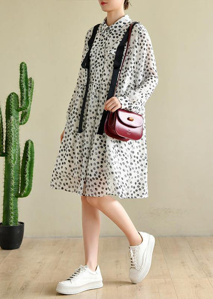 Boutique White Dot Chiffon Pockets Summer Dresses - SooLinen