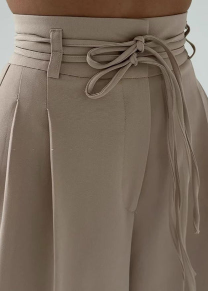 Boutique White High Waist Draping Spandex Straight Pants Summer