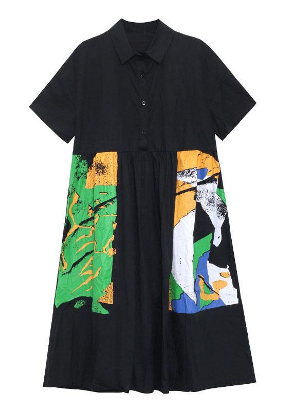 Boutique White Patchwork Print Button Dress Summer Cotton Dress - SooLinen