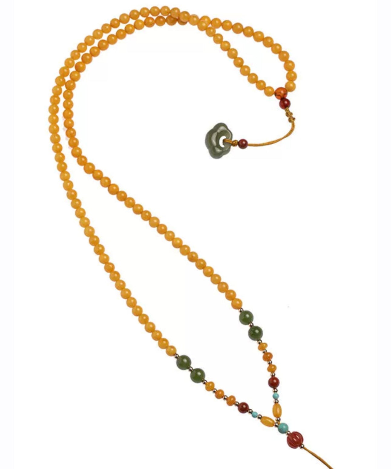 Boutique Gelb Legierung Bienenwachs Jade Achat Perlen Anhänger Halskette