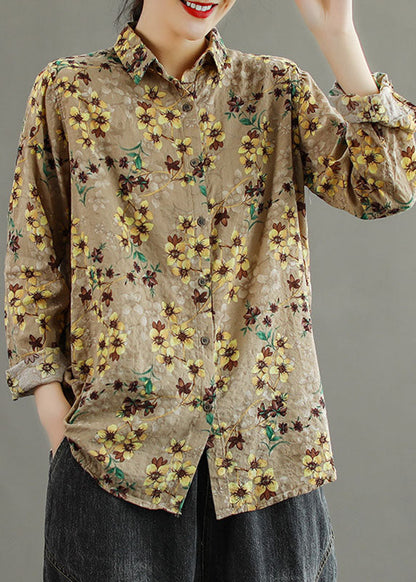 Boutique Gelb PeterPan Kragen Knopf Druck Herbst Top Langarm