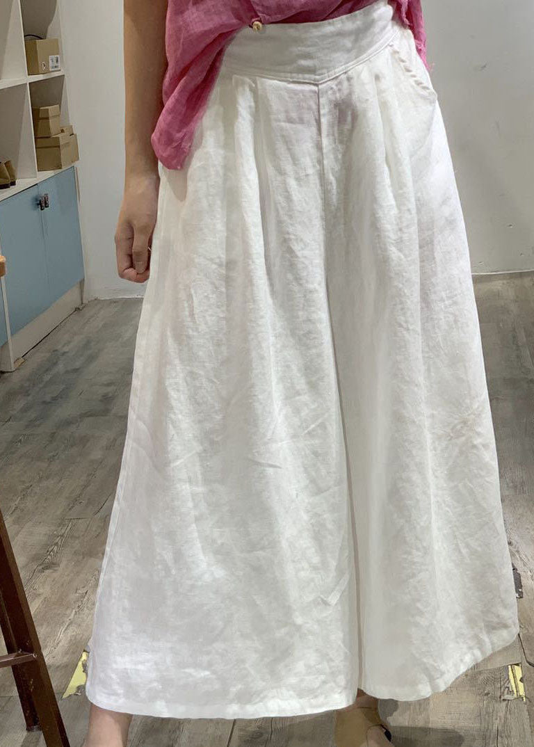 Boutique Gelb Taschen zerknittert Baumwolle Hosen Frühling