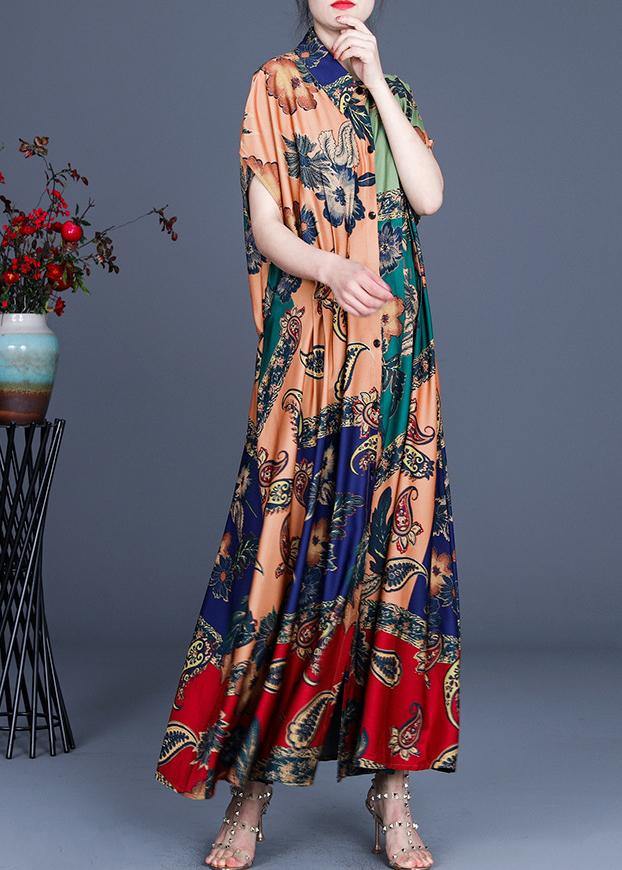 Boutique Yellow Print Summer Short Sleeve Cardigan Long - SooLinen