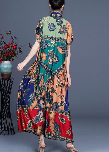 Boutique Yellow Print Summer Short Sleeve Cardigan Long - SooLinen