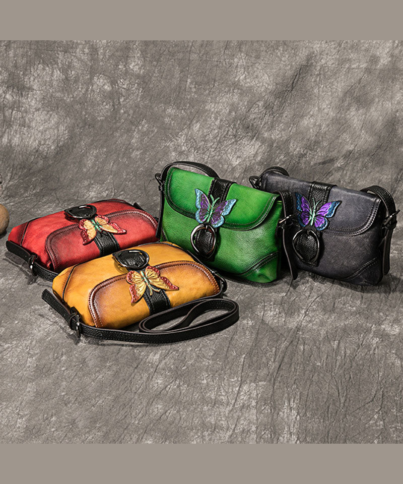 Boutique Yellow Rub color Paitings Calf Leather Satchel Handbag