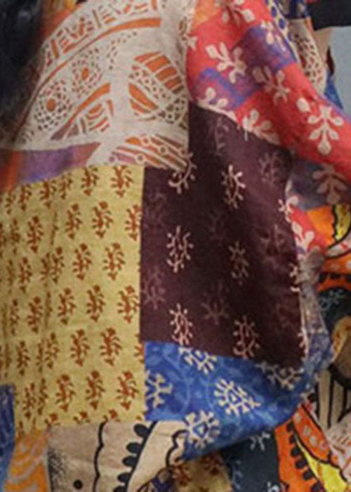 Boutique Gelber V-Ausschnitt Print Orientalischer Wintermantel