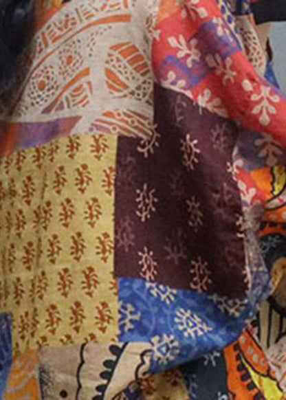 Boutique Gelber V-Ausschnitt Print Orientalischer Wintermantel