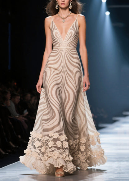 Boutique Zebra Pattern Flower Decorated Chiffon Party Dresses Summer