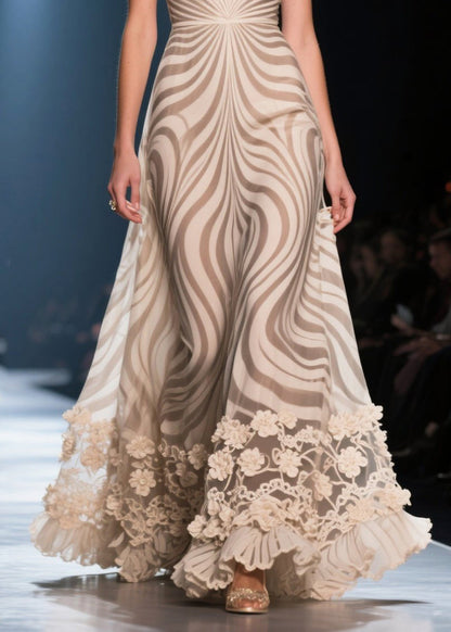 Boutique Zebra Pattern Flower Decorated Chiffon Party Dresses Summer