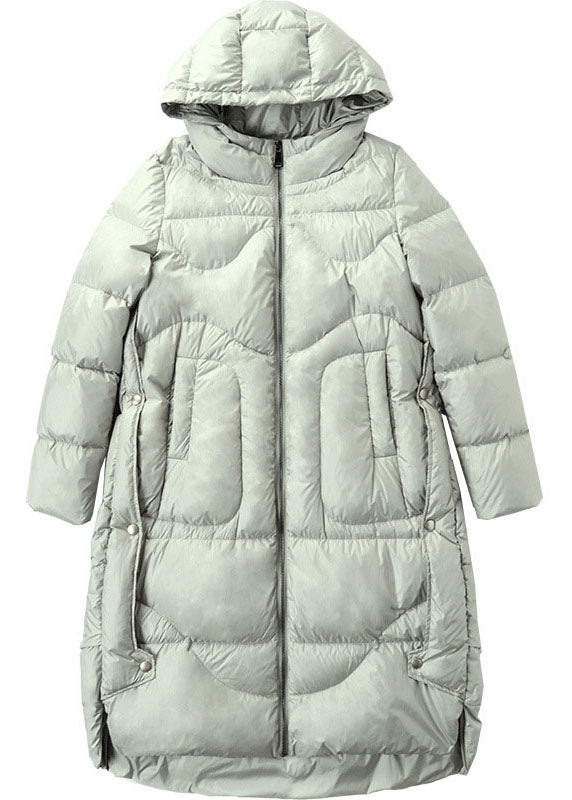 Boutique silber Grün mit kapuze low high design Lose Winter Ente Unten Mäntel