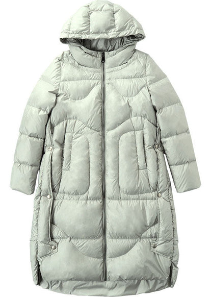 Boutique silber Grün mit kapuze low high design Lose Winter Ente Unten Mäntel