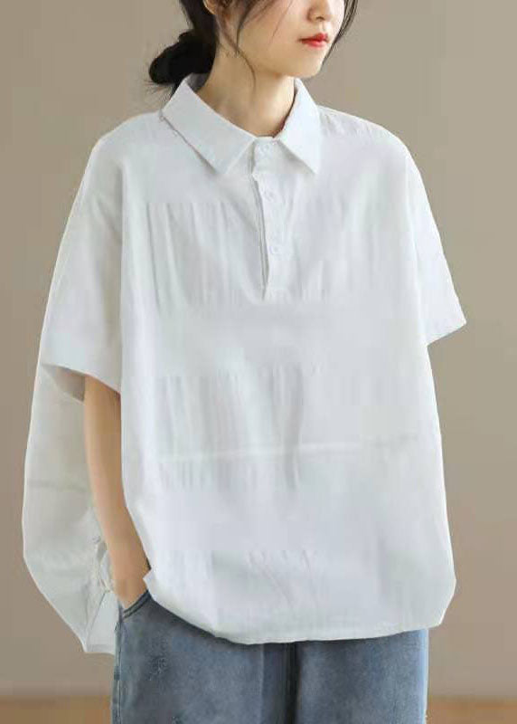 Boutique Schwarzes Patchwork-Sommer-T-Shirt aus Baumwolle mit Knöpfen