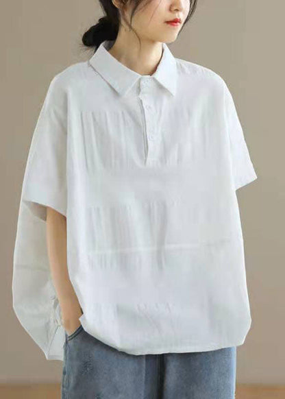 Boutique Schwarzes Patchwork-Sommer-T-Shirt aus Baumwolle mit Knöpfen