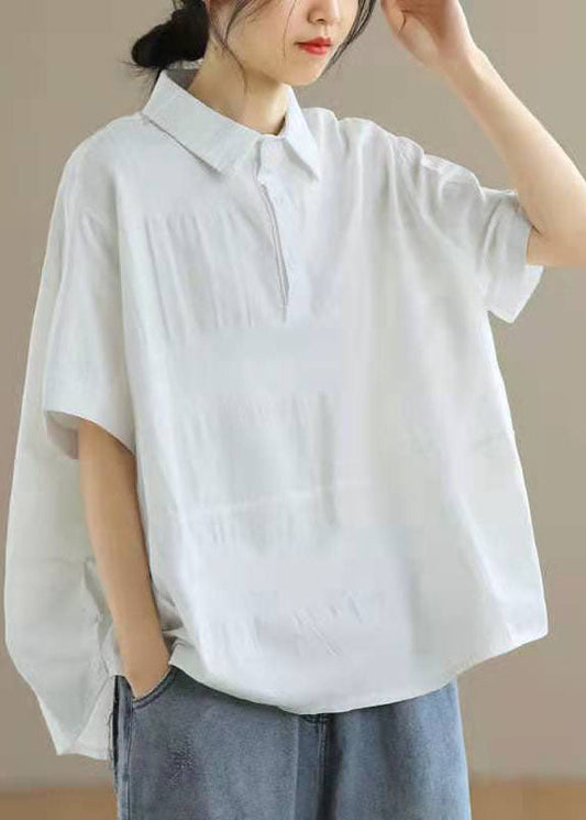 Boutique Schwarzes Patchwork-Sommer-T-Shirt aus Baumwolle mit Knöpfen