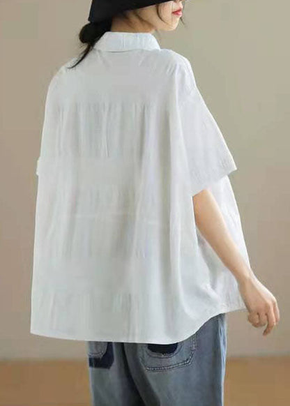 Boutique Schwarzes Patchwork-Sommer-T-Shirt aus Baumwolle mit Knöpfen