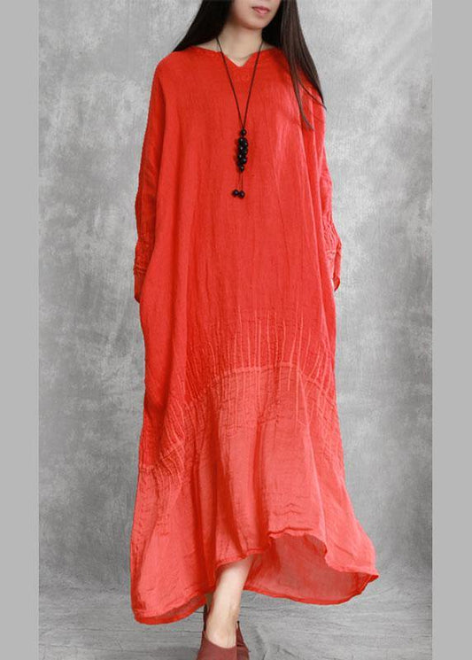 Brand set dress retro chocolate long skirt new loose robe - SooLinen