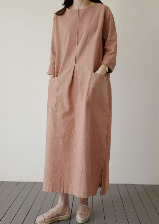 Ziegelrot Taschen Baumwolle Urlaubskleider Frühling