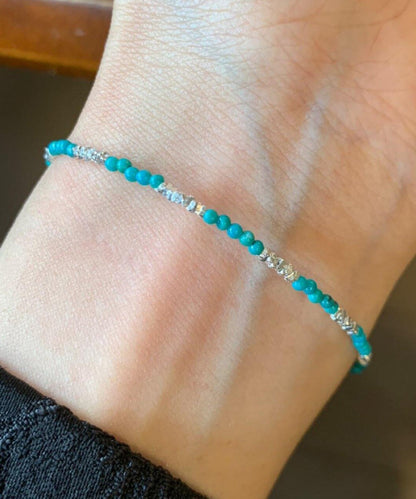 Brief Blue Sterling Silver Alloy Turquoise Broken Silver Charm Bracelet