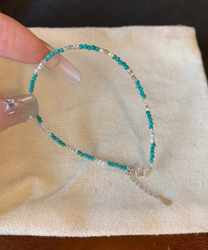 Brief Blue Sterling Silver Alloy Turquoise Broken Silver Charm Bracelet