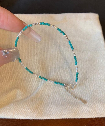 Brief Blue Sterling Silver Alloy Turquoise Broken Silver Charm Bracelet