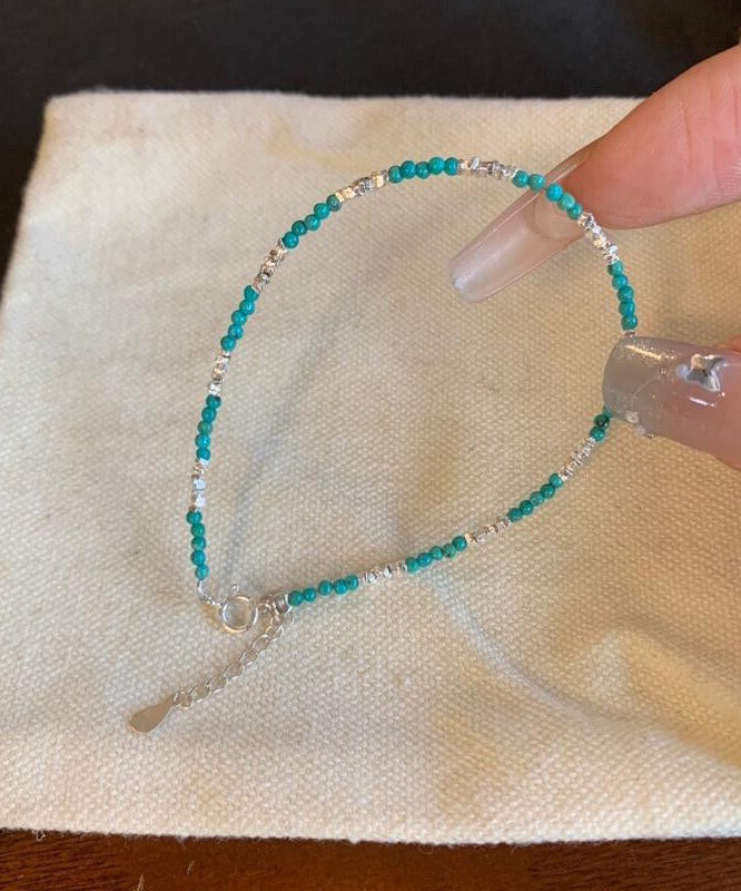 Brief Blue Sterling Silver Alloy Turquoise Broken Silver Charm Bracelet