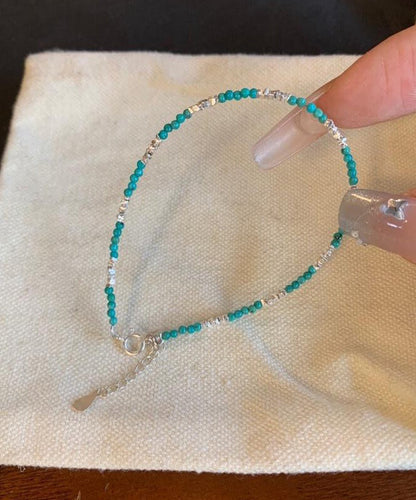 Brief Blue Sterling Silver Alloy Turquoise Broken Silver Charm Bracelet