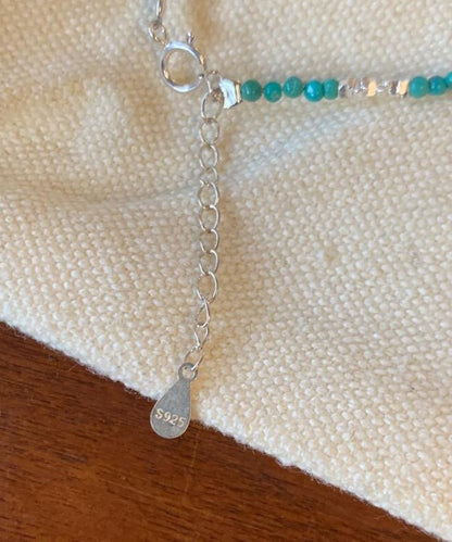 Brief Blue Sterling Silver Alloy Turquoise Broken Silver Charm Bracelet
