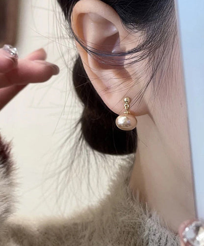 Pendientes de perlas de aleación de cobre y champán