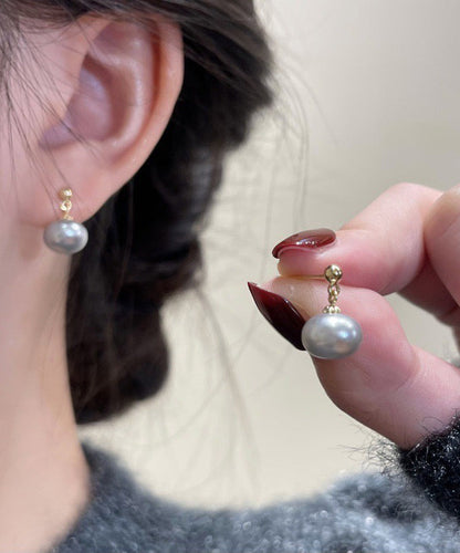 Pendientes de perlas de aleación de cobre y champán