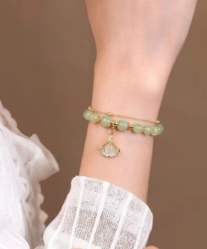 Kurzes, cyanfarbenes, zweilagiges Charm-Armband aus Sterlingsilber mit Jade-Zirkon