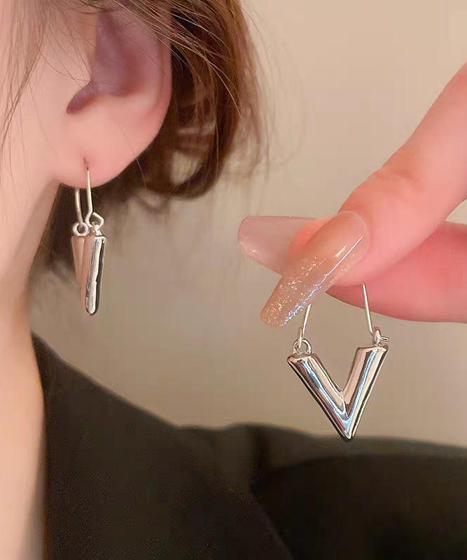 Brief Gold Metal Alloy V-Shaped Hoop Earrings