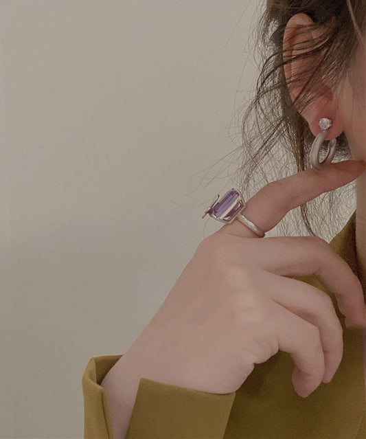 Pendientes de aro cortos en forma de C con circonitas de metal dorado