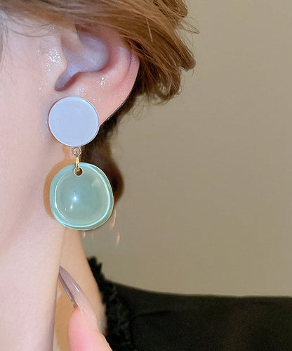 Brief Pink Sterling Silver Alloy Resin Drop Earrings