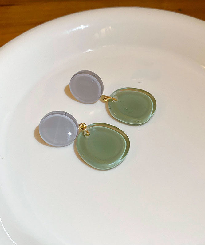 Brief Pink Sterling Silver Alloy Resin Drop Earrings