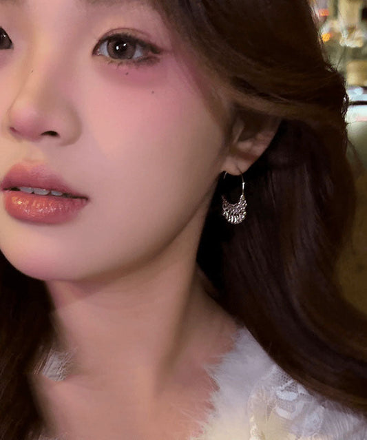 Brief Silk Copper Water Droplet Tassel Hoop Earrings