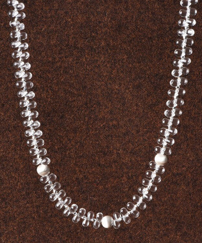 Brief Transparent Color Copper Overgild Crystal Beading Gratuated Bead Necklace