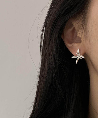 Brief White Alloy Cocklebur Stud Earrings